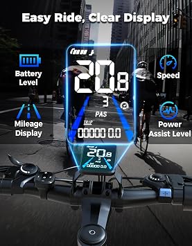 ASKGO Electric Bike for Adults, 1500W Peak Mountain Ebike, 65 Miles Range, 1-7 Speed, 48V 10.4Ah Removable Battery Ebike, 26 Electric Bicycle for Commute
