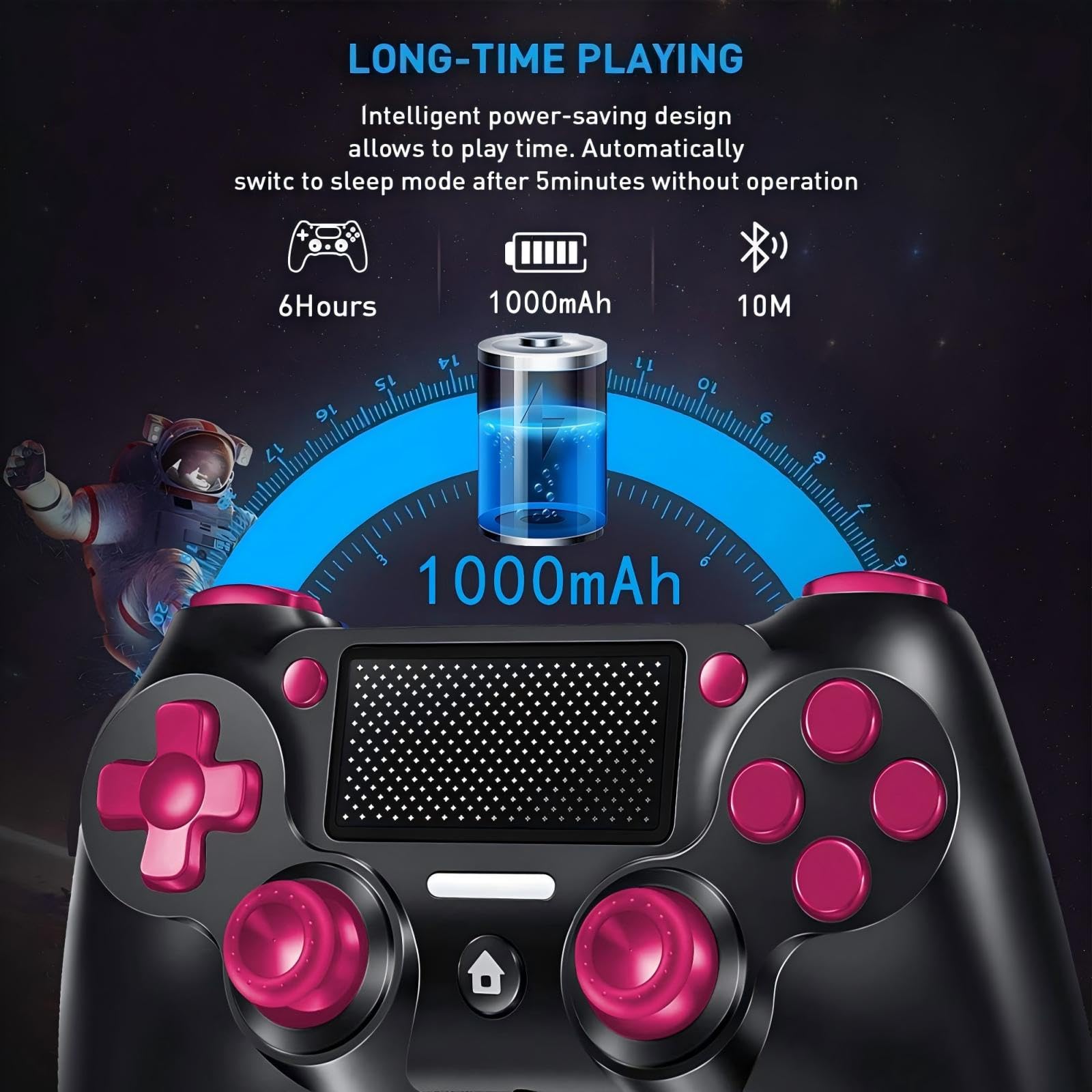 Manette sans Fil pour PS4, Contrôleur sans Fil Joystick pour PS4/Slim/Pro/PC, avec Six Axes, Vibration, Prise Audio, Pavé Tactile