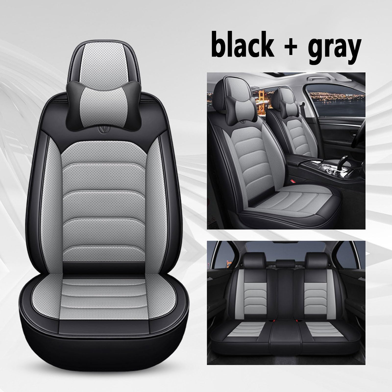 Funda Asientos Coche para Nissan Pathfinder R51 Fundas para Coches Asientos para Asientos Delanteros Y Traseros Y Compatible con Bolsas De Aire(Color:Gris)