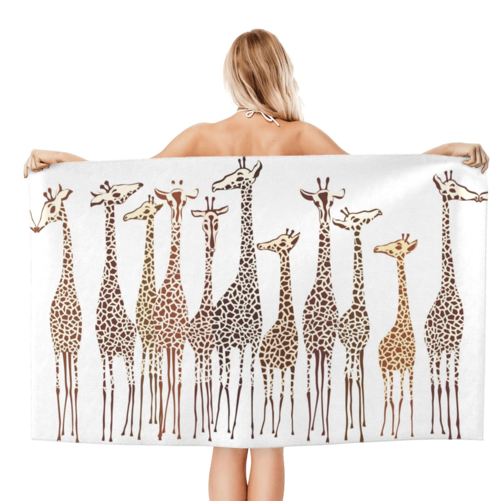 Microfiber Beach Towels For Adults Cute Wild Cartoon Giraffes Large Pool Towels For Women Personalized Absorbent Travel Towel Oversized Soft Quick Dry Towel For Swimming Camping Yoga 130x80 Cm