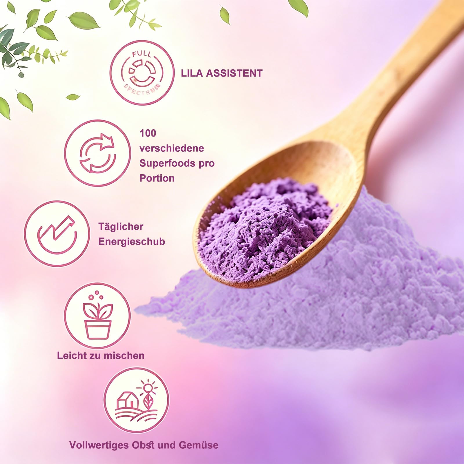 2 Pack Lila Superfood Pulver 200g – Lila Mix mit Aronia, Papaya, Heidelbeere, Inulin | Ballaststoffreich & Vegan | Natürliches Pflanzenpulver für Alltag & Ernährung