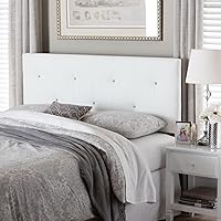 Vista 2 de Baxton Studio Dalini cabecera para interiores con botones de cristal de imitación, Vinilo, Blanco