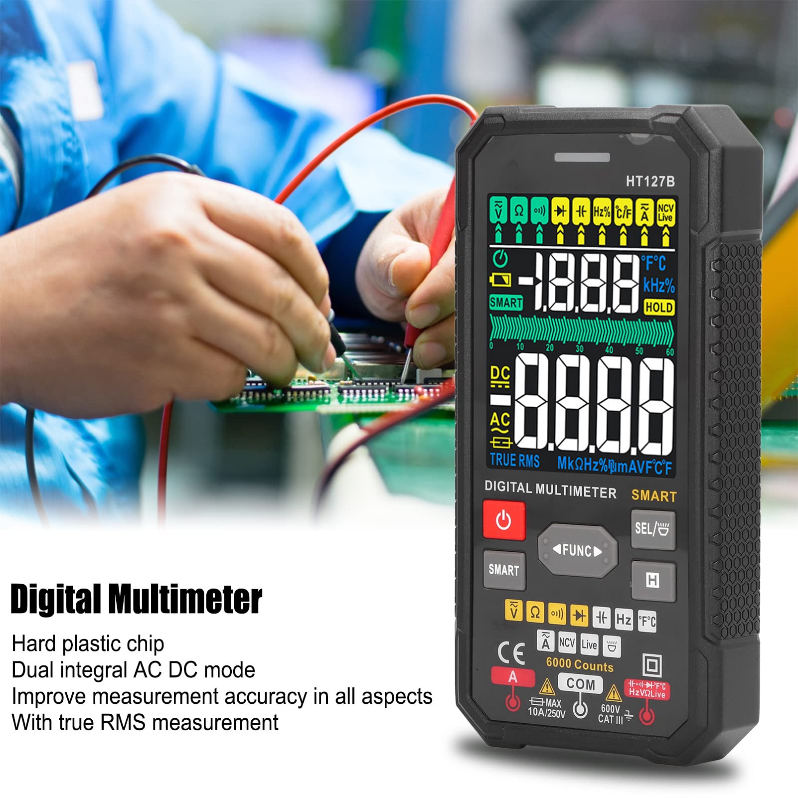 Multimetro Digitale Tester Portatile Ad Alta Precisione per Elettricisti e Appassionati di Fai da Te Materiale ABS Display LCD 3 Risultati