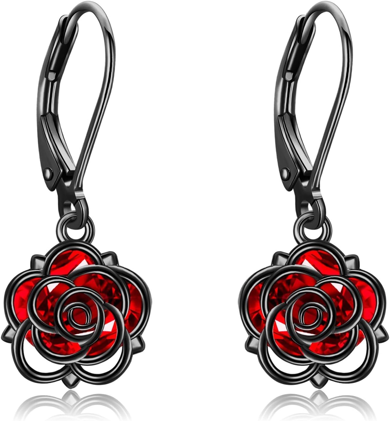 Rose Earrings 925 Sterling Silver Rose Dangle Earrings Flower Jewelry for Women