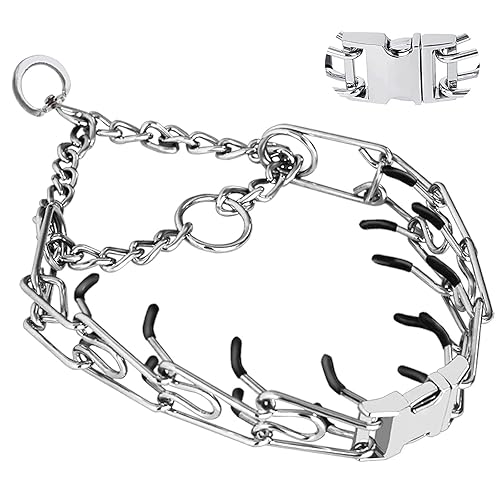 Prong Collar for Dogs, Adjustable Size Dog Training Collar Dog Pinch Collar with Quick Release Buckle for Small Medium Large Dogs(Packed with Two Extra Links) - X-L (23-26" Neck, 4.0mm)