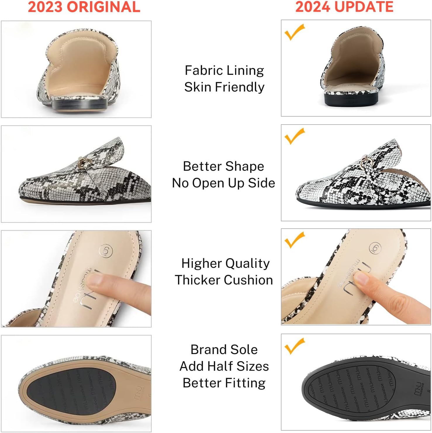 MUSSHOE Mules for Woman Buckle Flats Comfortable Slip on Women Mules Flats Shoes Backless Loafers - Image 6