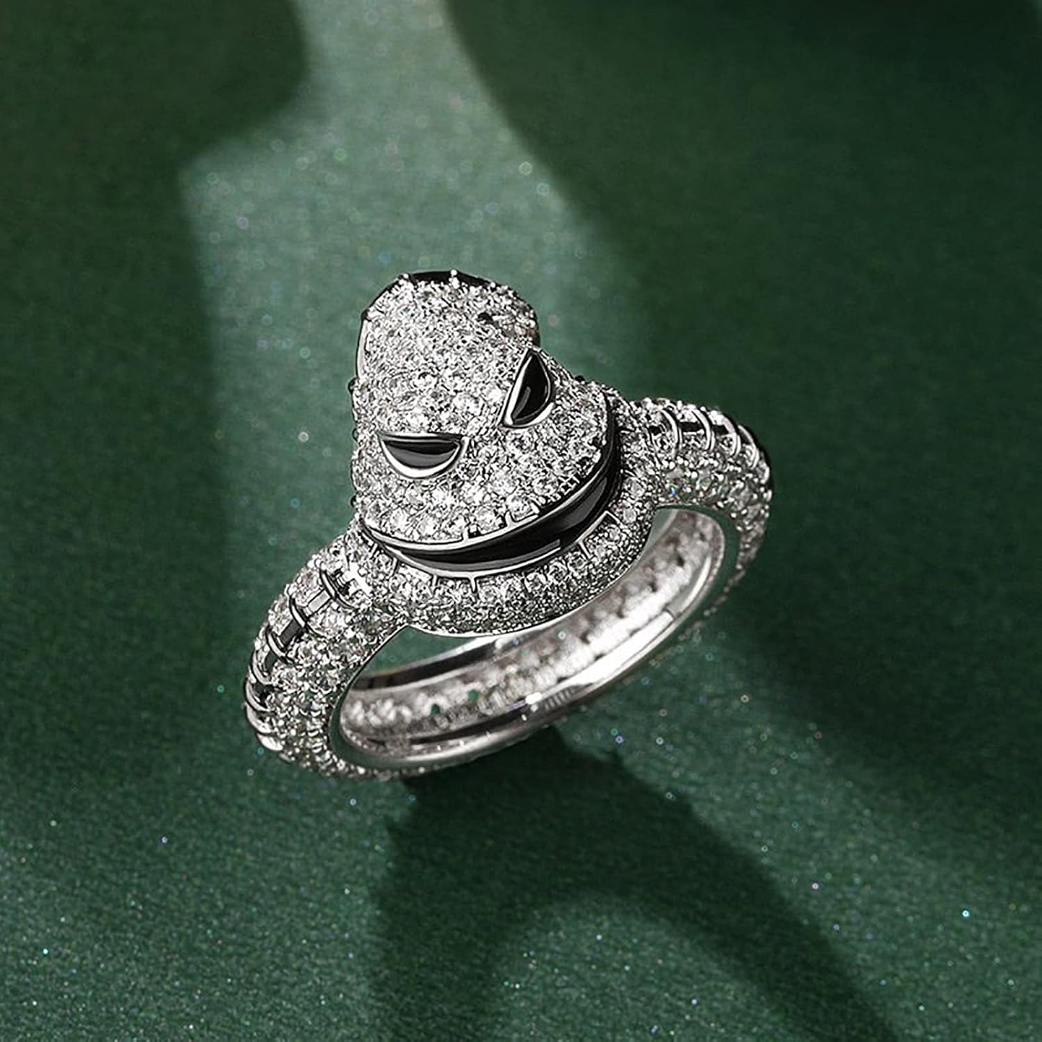 Jeulia Gothic Skull Diamond Rings: Sterling Silver Round Cut Skeleton Rings Band Halloween Romantic Jewelry Gifts for Her CZ Solitaire Engagement Rings Anniversary with Box - Image 5