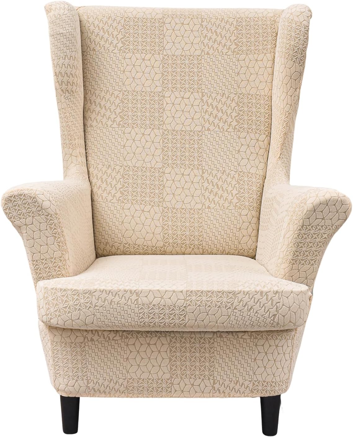Eco-Ancheng Wingback Chair Slipcover 2 Piece Slipcovers for Wingback Chairs Jacquard Wingback Chair Covers Washable Furniture Protector with Elastic Bottom for Living Room Wingback Chairs T1