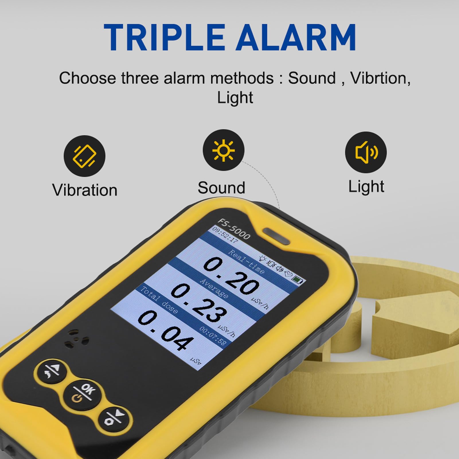 Geigerzähler, Beta Gamma Röntgen Strahlungsmonitor mit Ton Licht Alarm, USB Nuklear Strahlungs Detektor Monitor Messgerät Strahlung Dosimeter für Haus, Outdoor, Industrie, Laborato