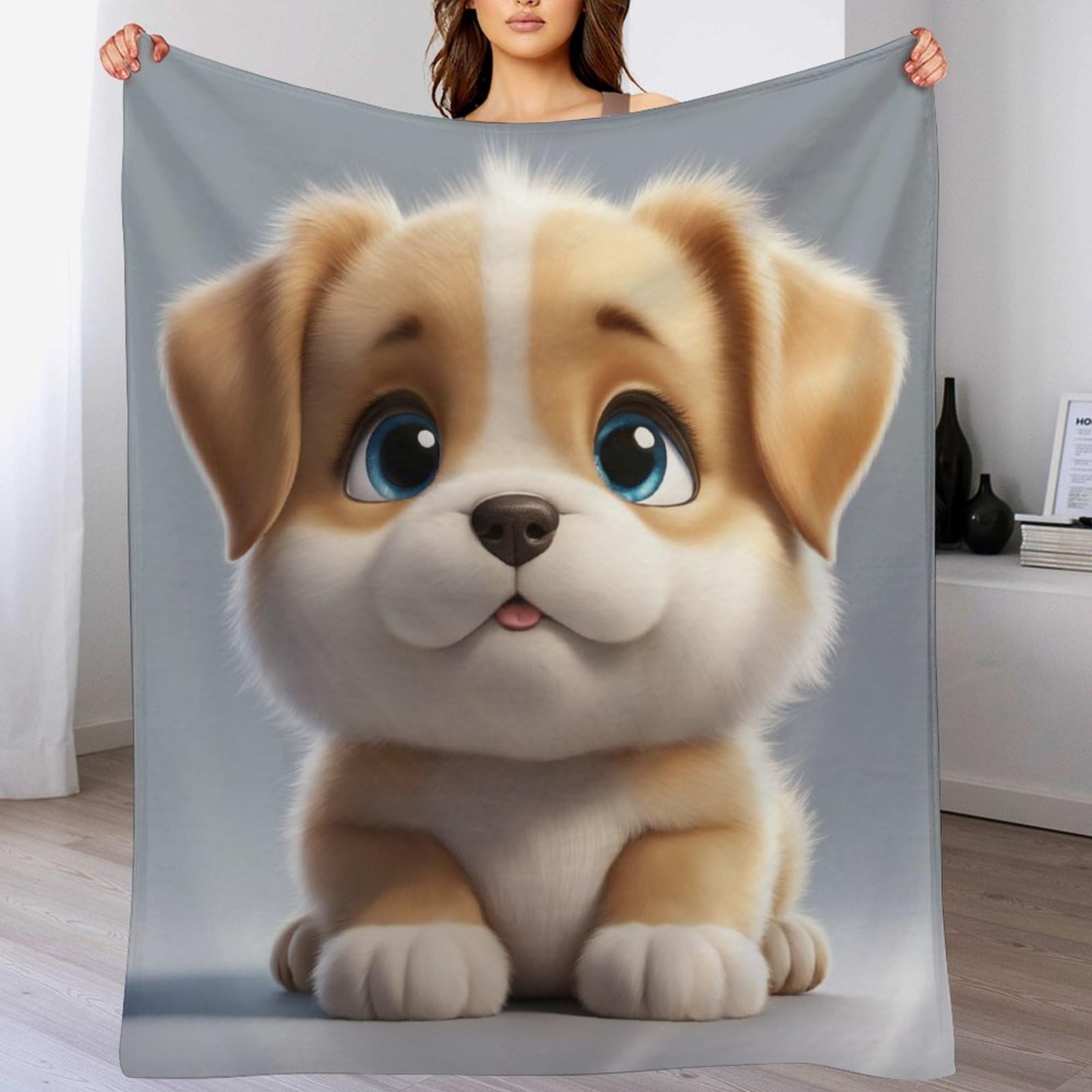 Couverture chien en flanelle chaude et légère contre les courants d'air du salon