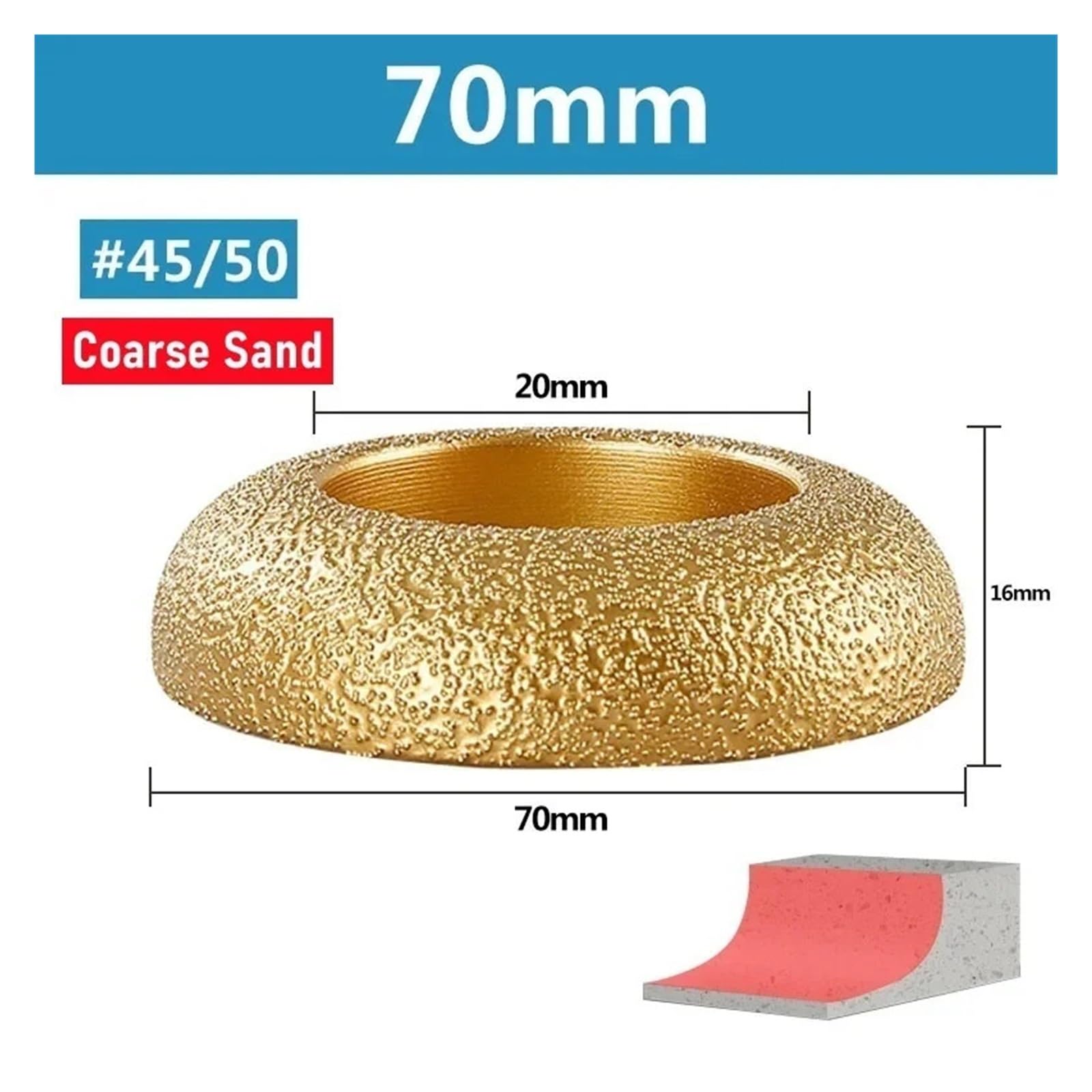 Diamentowa ściernica palcowa - 1 szt. Diamentowa lutowana tarcza palcowa do precyzyjnego szlifowania i wykańczania kamienia(70mm-45 Grit)