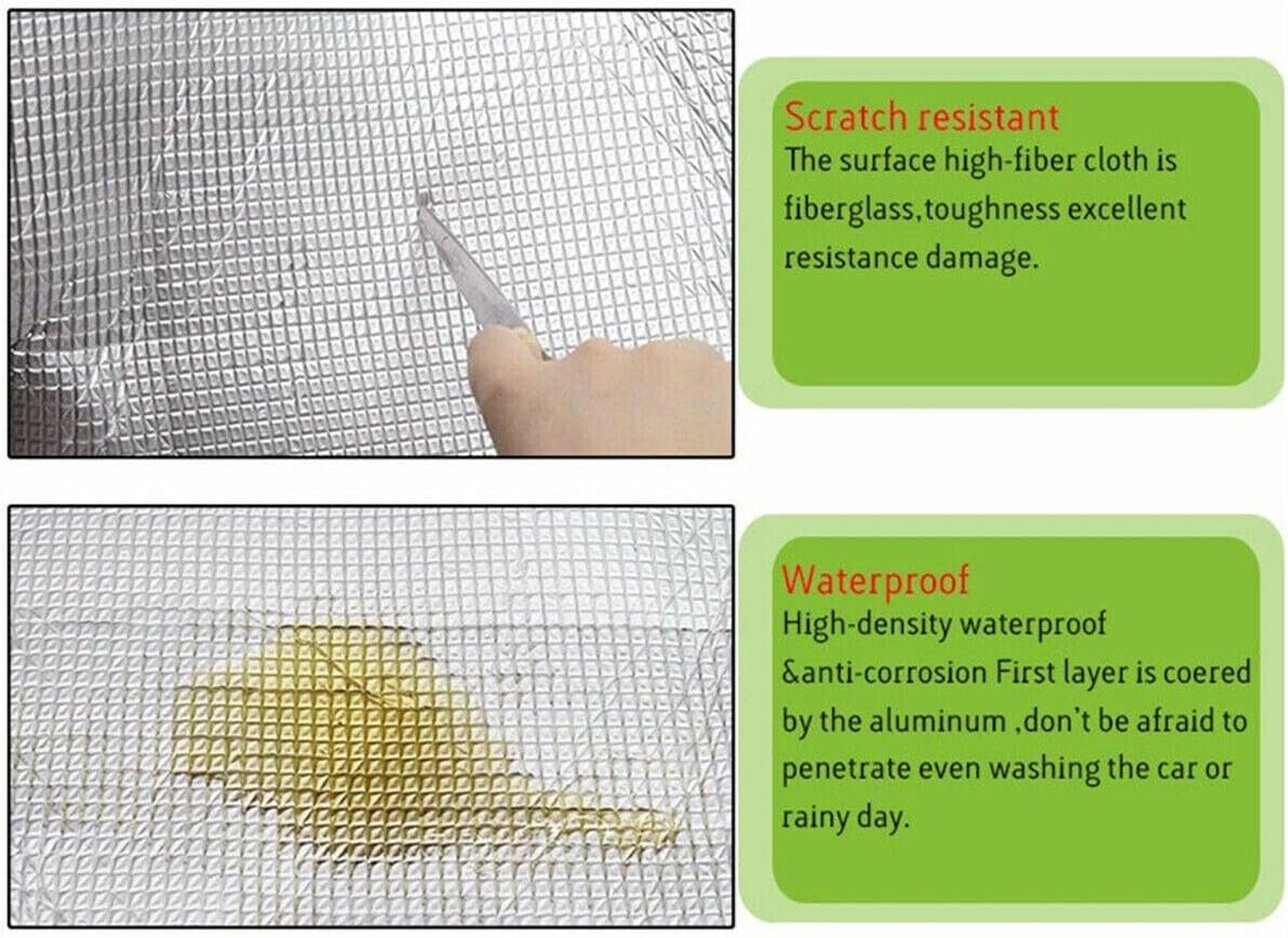 TWCUSEP Car Truck SUV Van RV Vehicle Auto Heat Sound Deadening Reflective Insulation Mat Pad Exhaust Pipe Muffler Hood Door Self Adhesive (10MM / Waterproof / Class 1A Fire Heat Rated)(48" x 9')