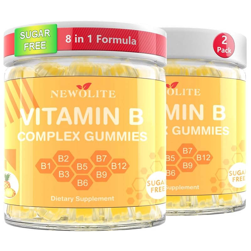 NEWOLITE Complexo B em gomas com vitamina C, sabor abacaxi, 120 gomas