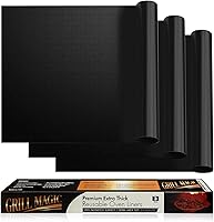 Grill Magic 3-Pack Non-Stick Oven Liners - Heavy Duty Heat-Resistant Fiberglass Mats, Easy Clean, BPA-Free, Fits Most Ovens