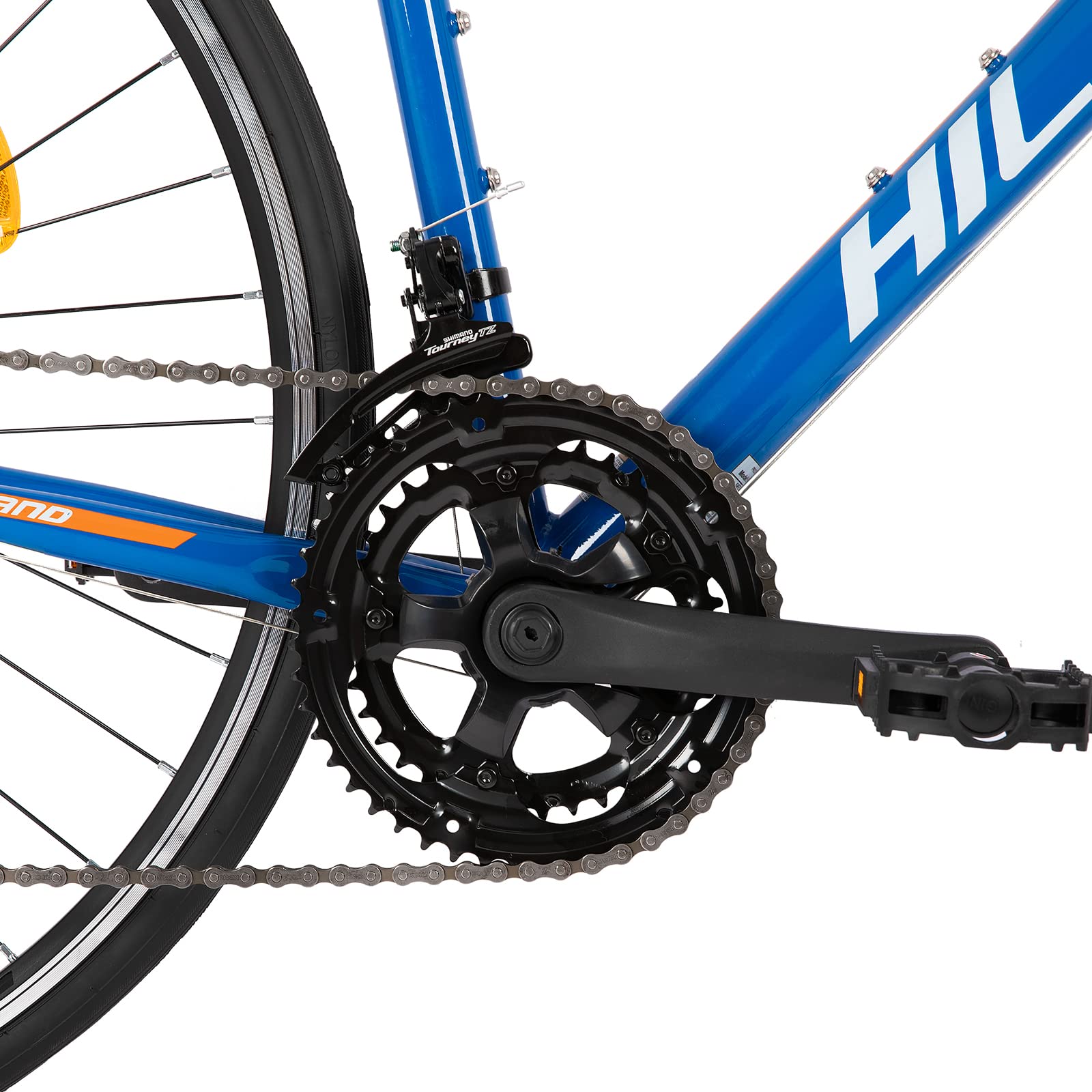 Hiland Bicicleta de Carretera 700C con Marco de Acero con 14 Velocidades de 50cm 54cm 58cm, Bicicleta de Paseo con Freno de Sujeción para Hombre y Mujer, Plata Gris Azul…