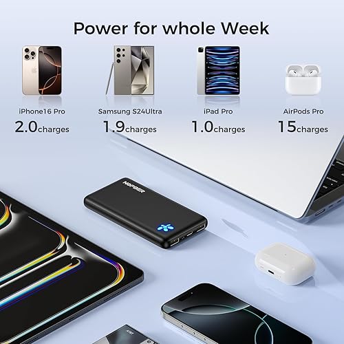 Miniatura 2 de Cargador portátil de 10800 mAh ultra delgado, ligero, diseño de bolsillo de 15 W, salida para iPhone 161514, Samsung Galaxy Android, artículos