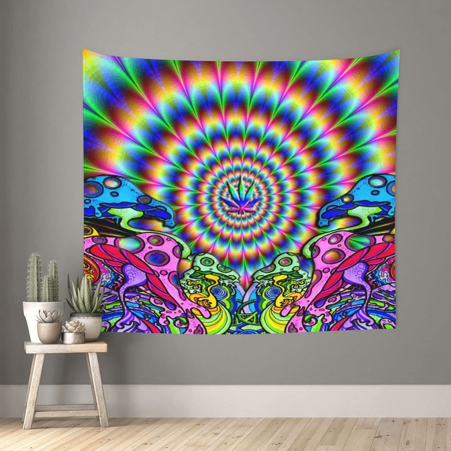 Ousika Abstract Mushroom Colorful Mandala Printed Tapestry