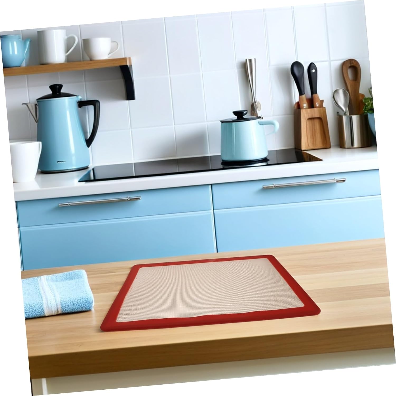 Silicone Baking Mat Non-stick Oven Baking Mat Red Raised Edge and Cake Pastry Dough Rolling
