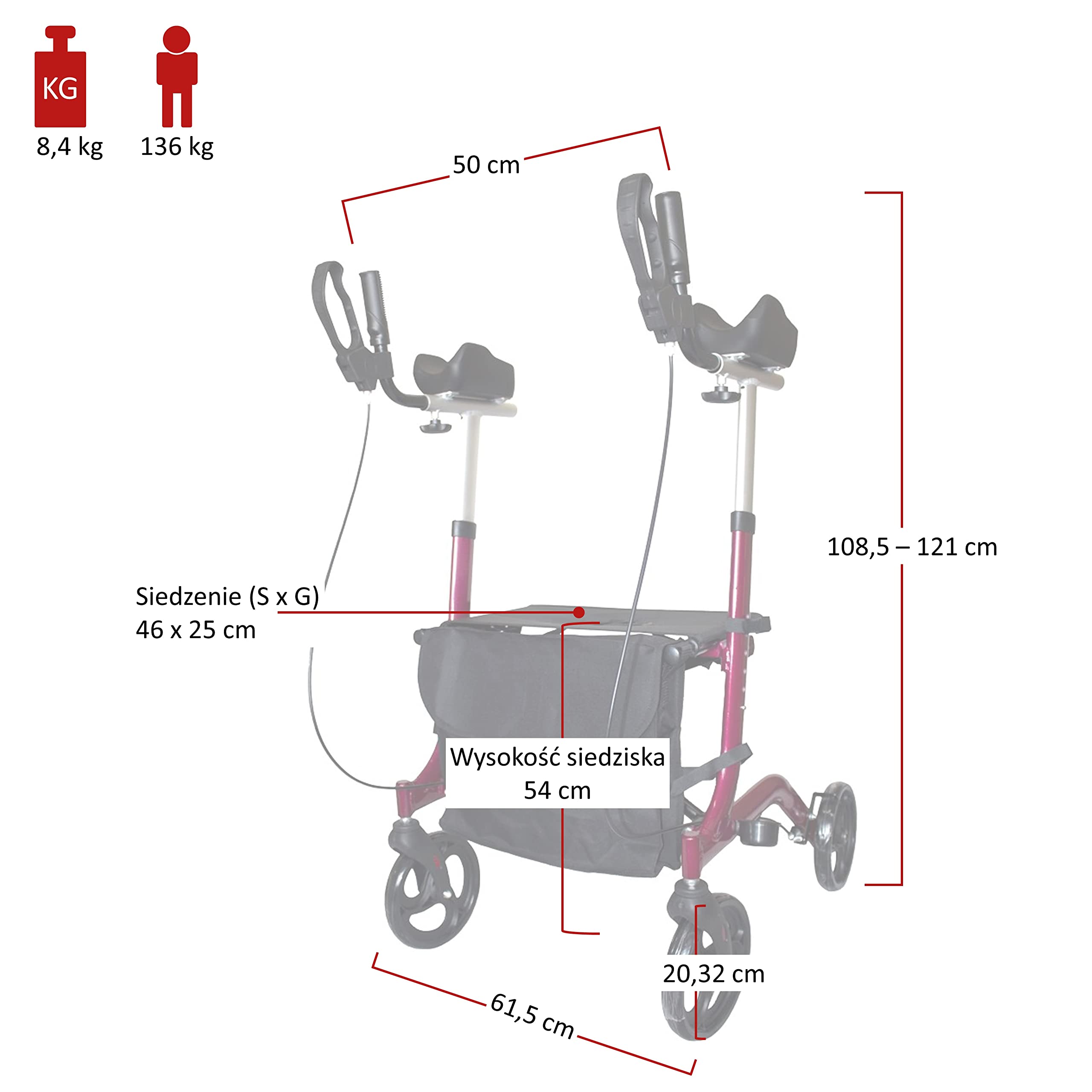 Antar AT51113 Foot Traveler in alluminio per artrite 8,60 kg, rosso