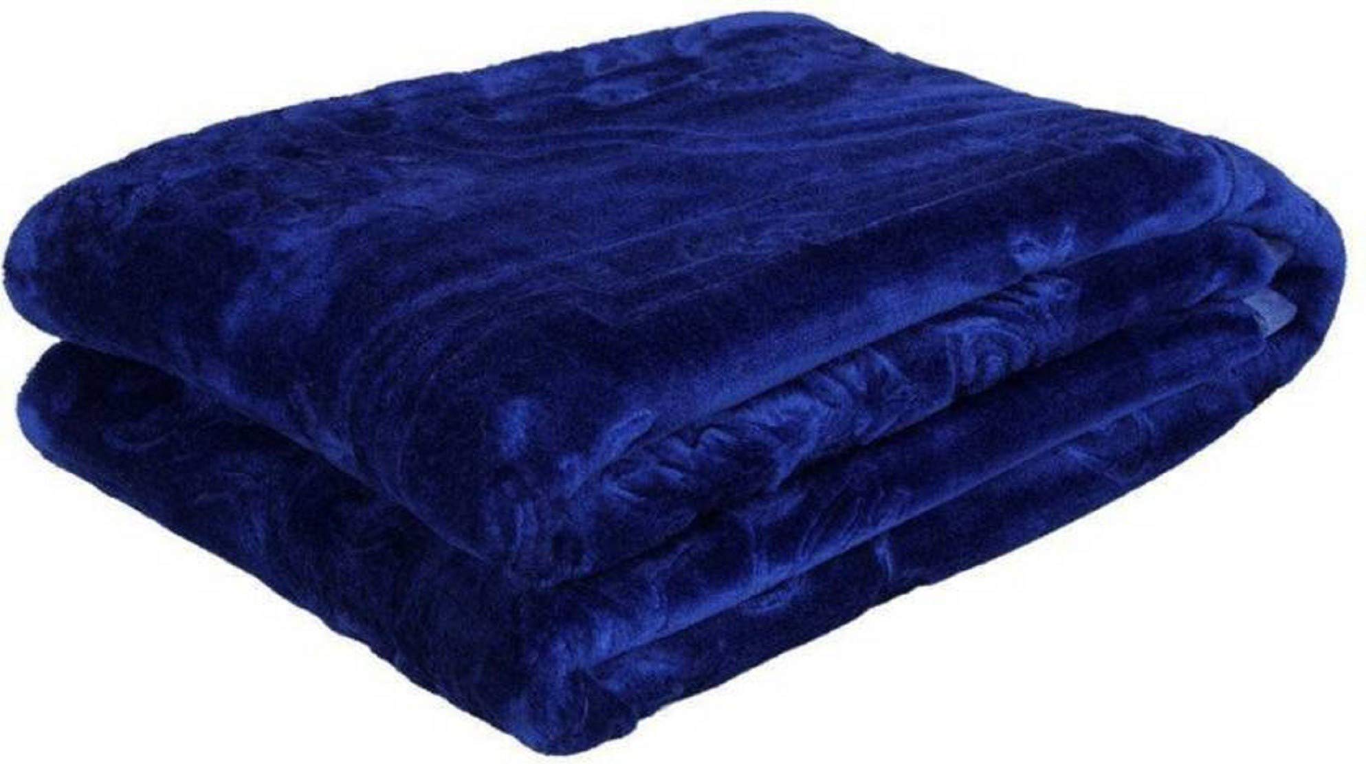 CHANGERS Embossed Blankets,Quilt,duvets,dohar Solid Colour Ultra Soft Floral Double Bed Heavy Mink Winter Blanket (Blue)-image-38