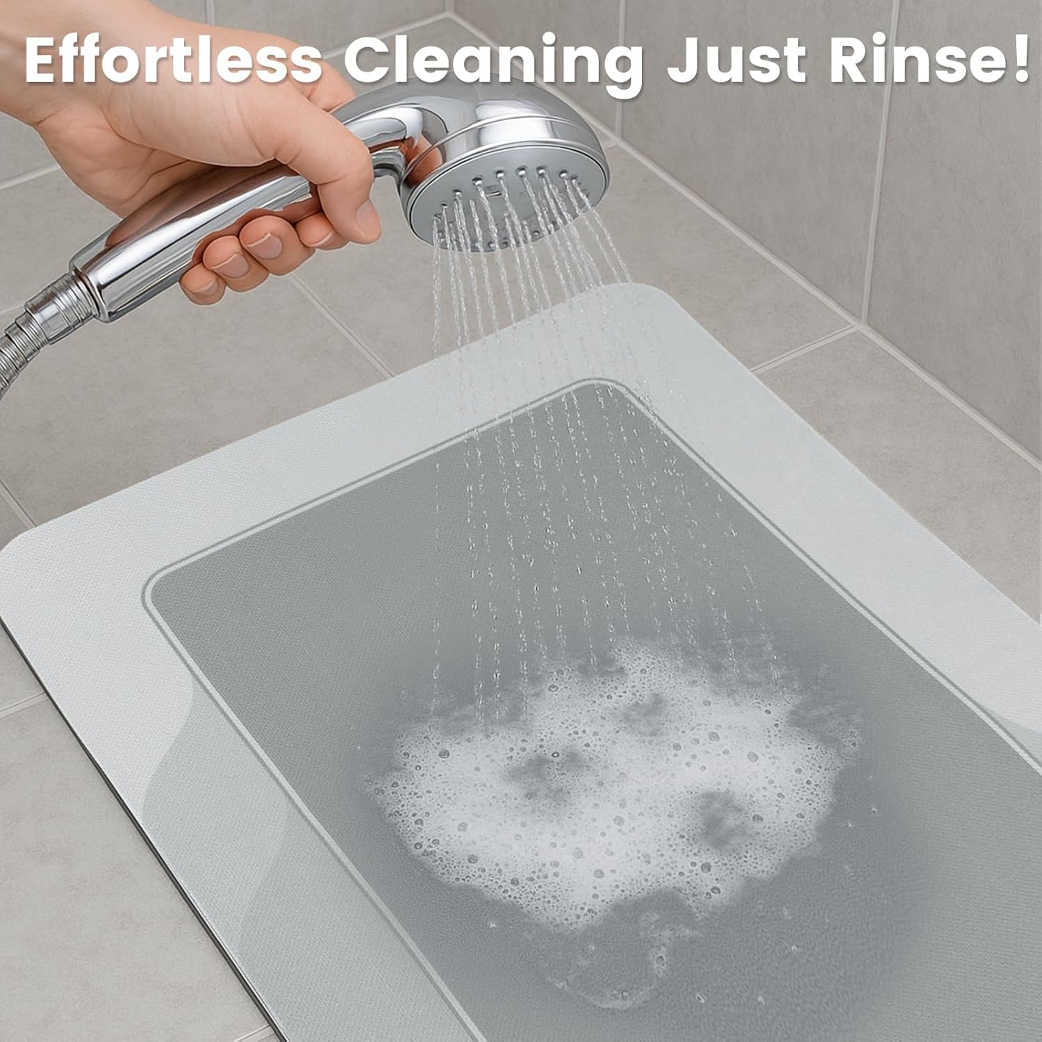 ArtyCozy Super Absorbent Stain Resistant Soft Bath Mat 2 Piece with U-Shaped Toilet Rug, Easy Care Non-Slip Thin Bathroom Rug with Rubber Backed, Grey, 16" × 24" Plus 20" × 24"