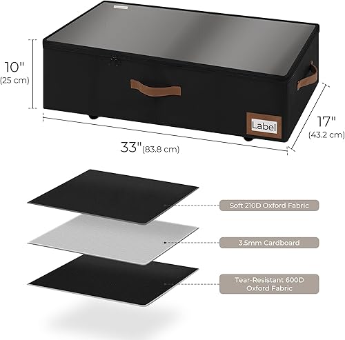 Miniatura 5 de StorageWorks Almacenamiento debajo de la cama con ruedas, contenedores de almacenamiento debajo de la cama de 10 pulgadas con tapa, organizador de