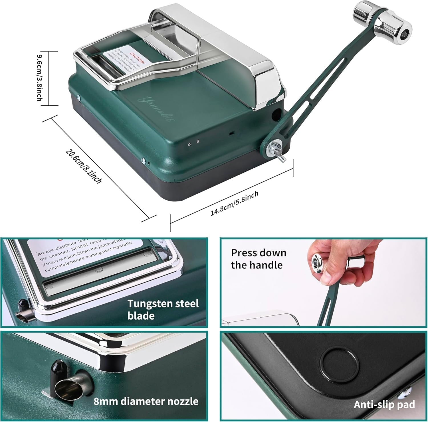 Cigarette Rolling Machine + Cigarette Case + 20pcs Unbleached Filter Tubes, Manual Cigarette Injector Machine for 8mm Diameter Paper Tubes, Cigarette Maker with Accessories