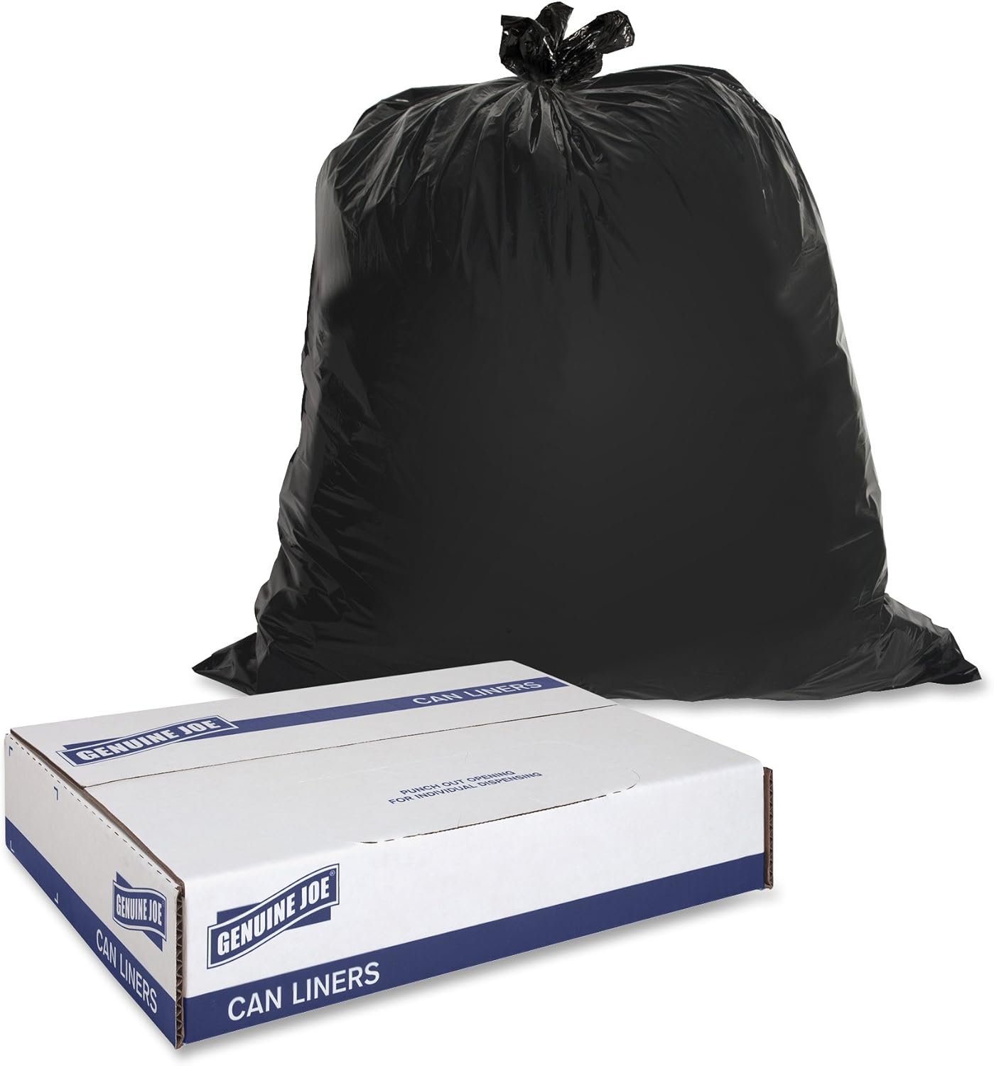 Genuine Joe 01534 Heavy-Duty Trash Bags, 1.5 Mil, 40-45 Gallon, 50/CT, Black (Pack of 3)