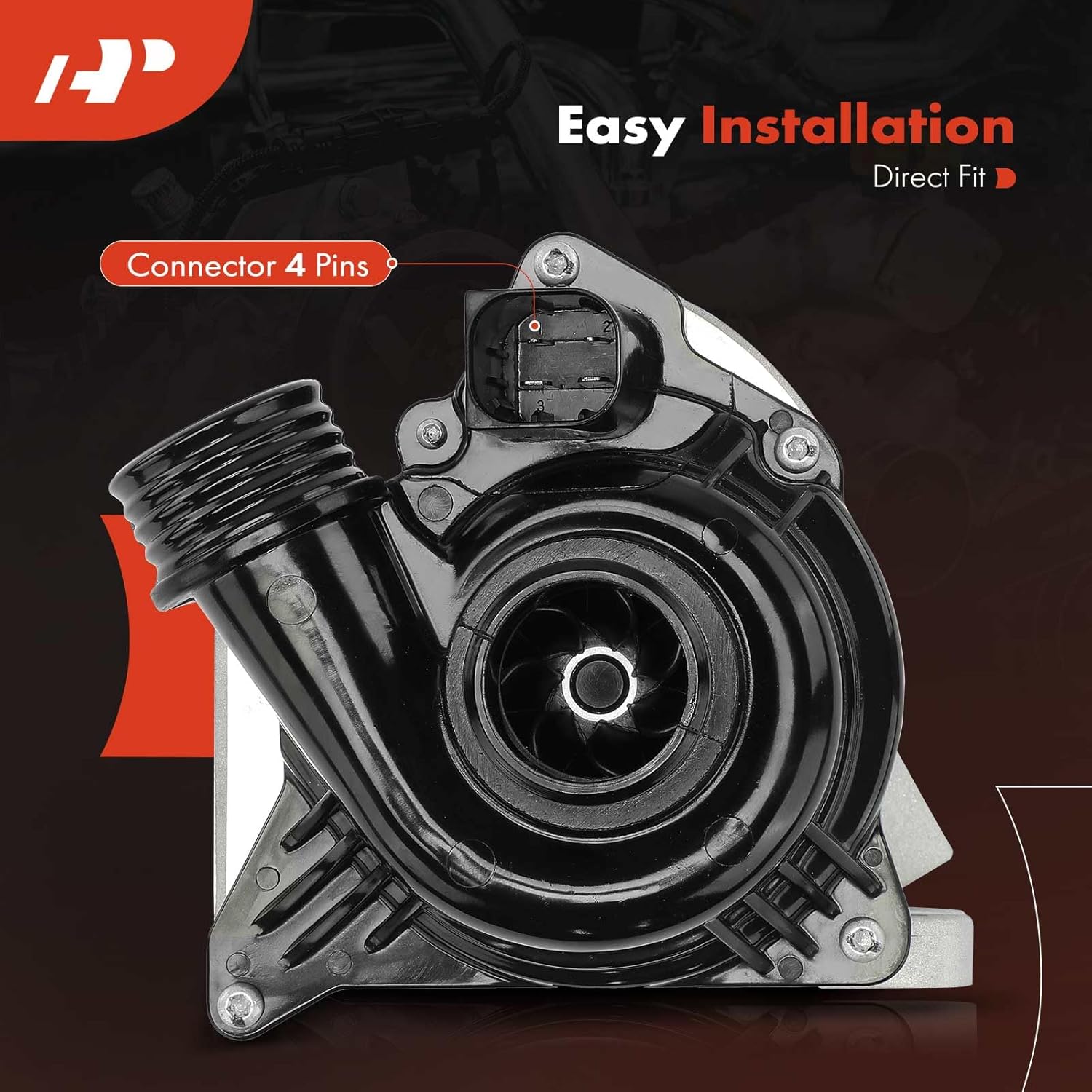 A-Premium 4 Pins Engine Electric Water Pump Compatible with BMW Vehicles - 2007-2019 - 135i, 335i xDrive, 535xi, 640i, 740i, 740Li, X1, X3, X4, X5, X6, Z4 & More - V6 3.0L, Replace# 11517632426