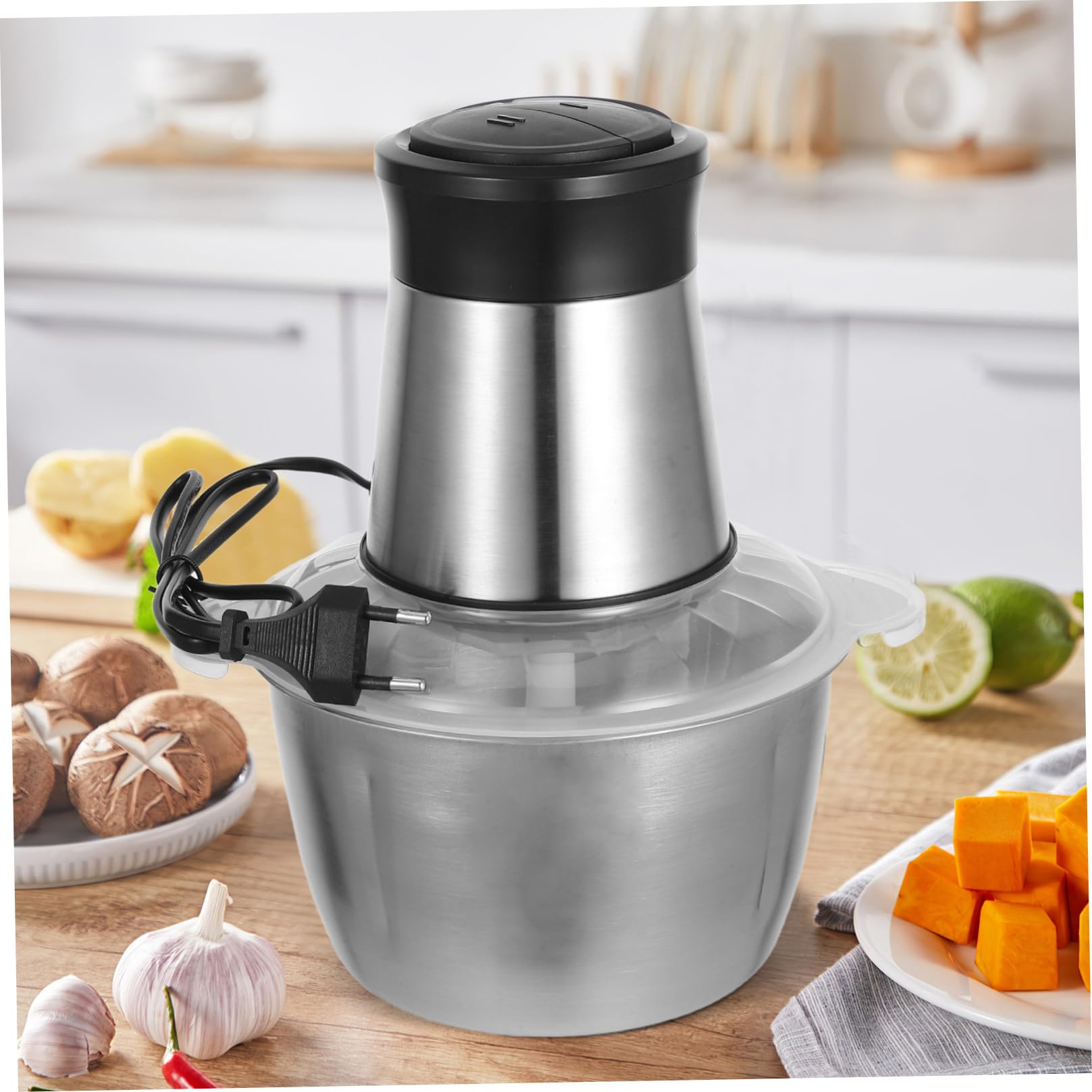 Generico 1 Set Tritacarne Elettrico Acciaio Inossidabile con Tritatutto Multifunzionale per Carne Verdure e e Facile da per Uso
