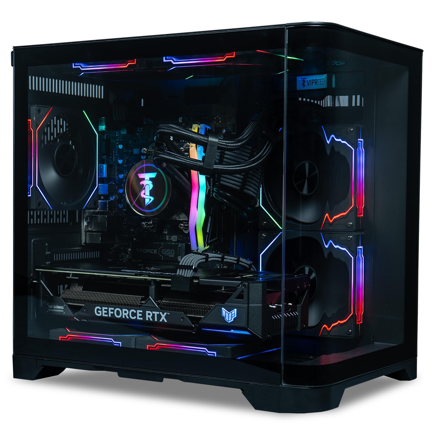 ViprTech Reaper 3.0 Liquid-Cooled PC - AMD Ryzen 7 8700F (5.0Ghz Turbo), RTX 5070 12GB, 32GB DDR5 6400, 2TB NVMe SSD, 800W Gold, VR-Ready, WiFi BT, Win 11, Gaming Desktop Computer Black