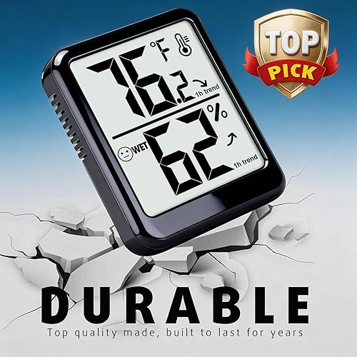 Miniatura 5 de Paquete de 4 Termómetros de Habitación para Interiores Higrómetros, Pequeño Monitor Sensor Digital de Temperatura y Humedad, Medidor de Temperatura