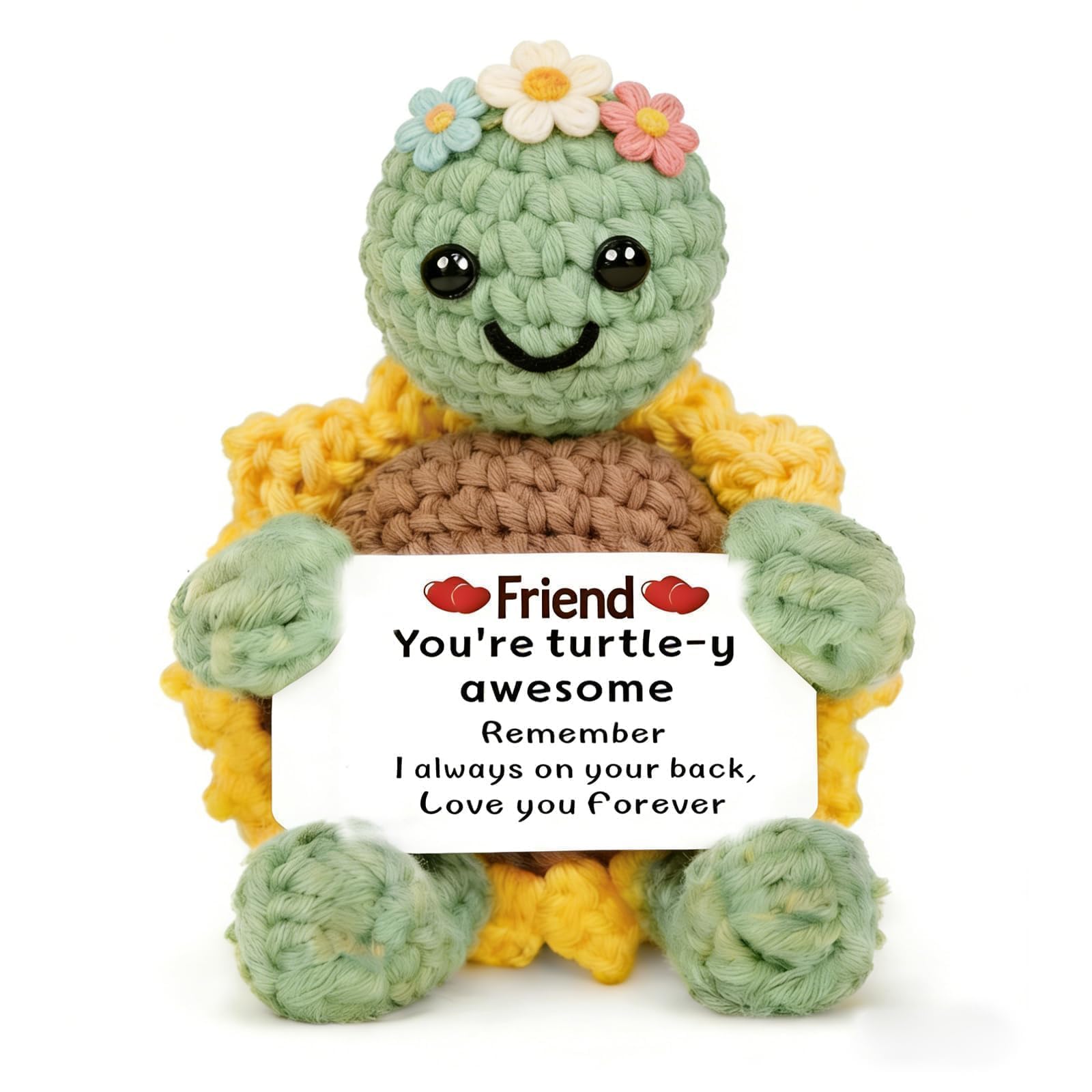 Friend Gifts for Women Girls , Handmade Crochet Sunflower Turtle, Unique Funny Cute Cheer Up Keepsake Friend Birthday Gifts for Women Bestfriend Bestie Female BFF Her ,Graduation Present for Her