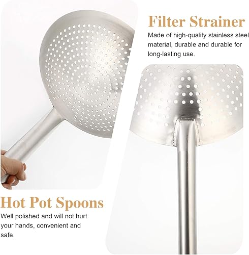 Miniatura 7 de Angoily Colador para hornear, colador de metal, colador para freír, espumadera para freír, utensilios de cocina para cocina, colador de té grande,