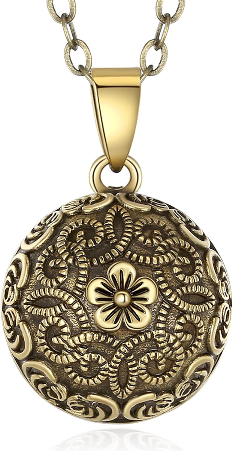 EUDORA Harmony Ball Boom des Levens Zwangerschap Bola Ketting, Muziek Wens Bell Hanger voor Vrouwen Dames Kerstmis Sieraden Gift, 114cm & 76cm, One Size, Koper, Zonder stenen