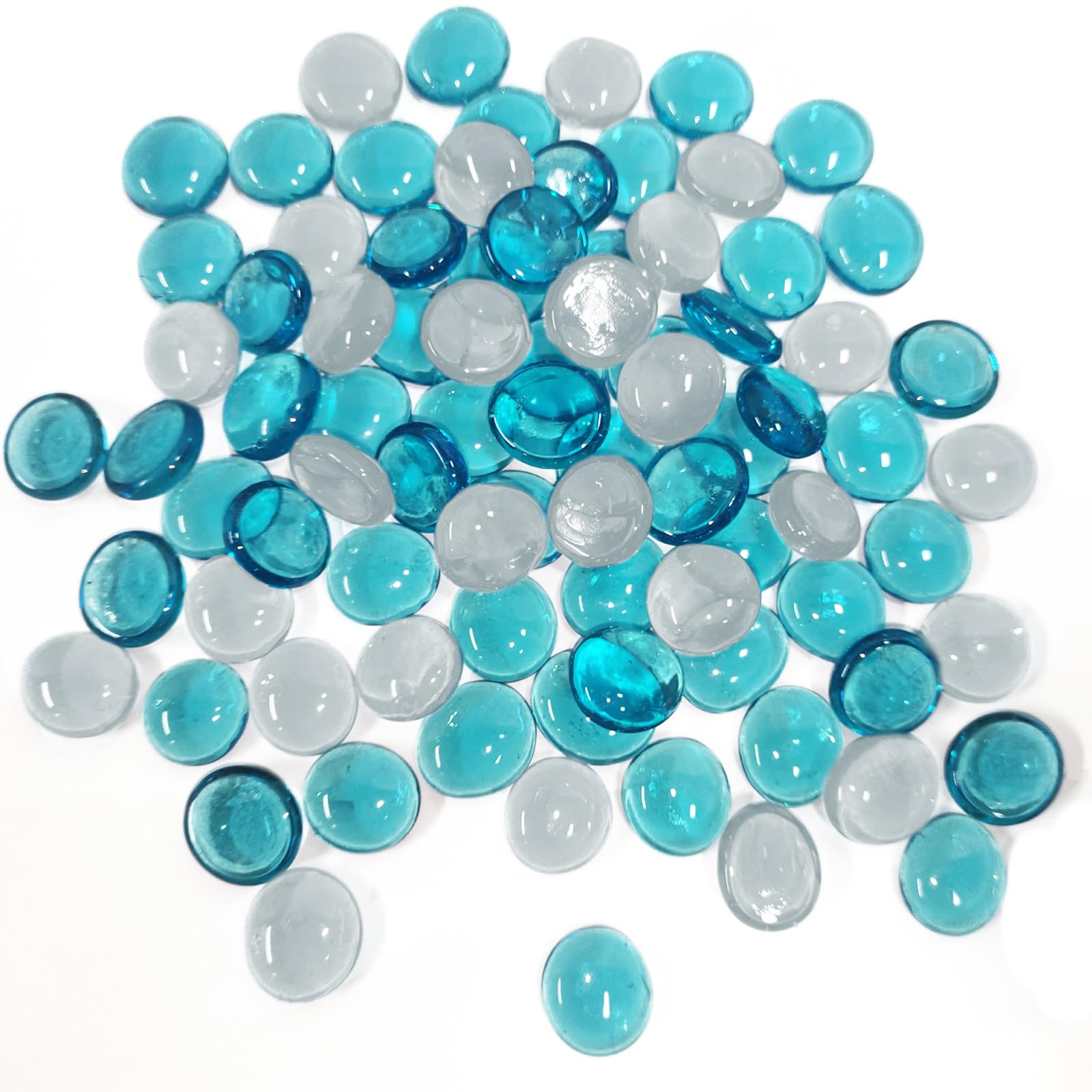 Glass Pebbles, 1.35KG Mixed Color Flat Marble Stones Beads