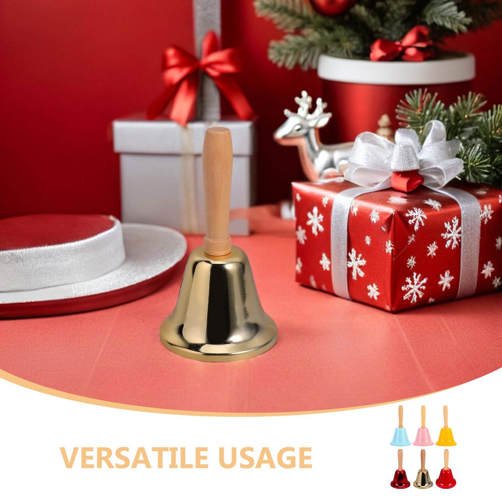 NUOBESTY 24pezzi Campanello di Natale in Metallo con Impugnatura in Legno Campanello di Chiamata Rumoroso per Decorazioni da Tavola Scuola Preghiera e Meditazione