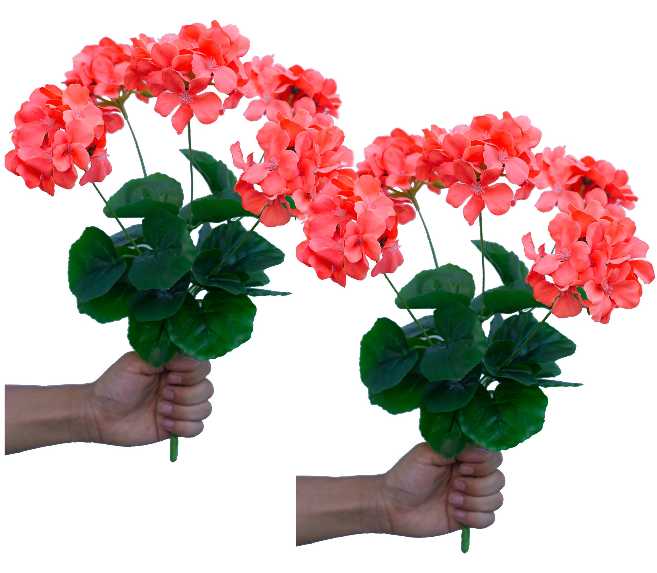 Mumiko 2PCS 18'' Artificial Geraniums Silk Flowers Plants Front Yards