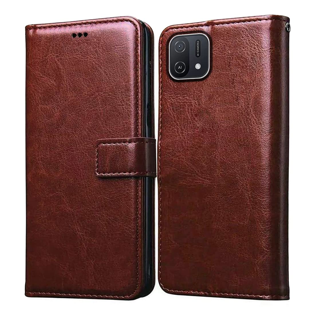 Casotec Flip Cover for Oppo A16K | Premium Leather Finish | Inbuilt Pockets & Stand | Flip Case for Oppo A16K (Brown) (B0BRY75W9B) Amazon Price History, Amazon Price Tracker