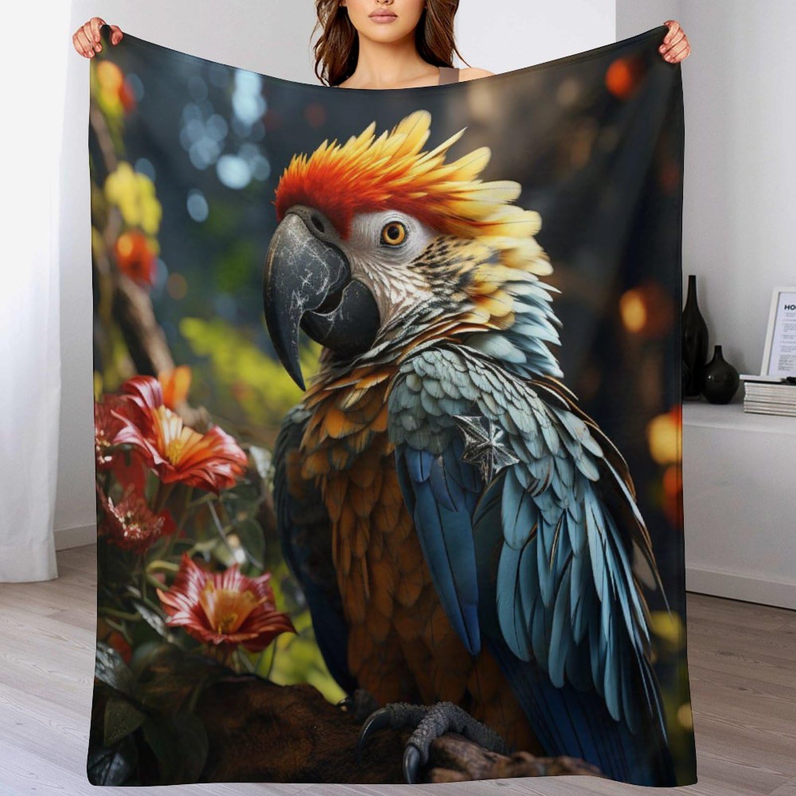Manta de franela de papagayo 130x150 cm cálida para sofá y cama