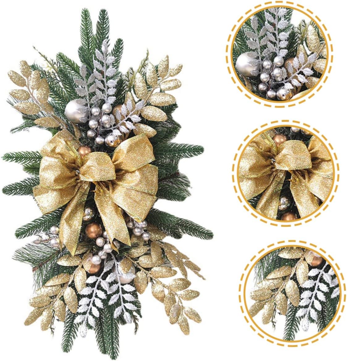 Alipis Christmas Staircase Swag Pendant Bow Decorative Teardrop Wreath for Holiday Home Decor Nordic Style Christmas Railing Ornament for Family Gatherings and Festive Occasions