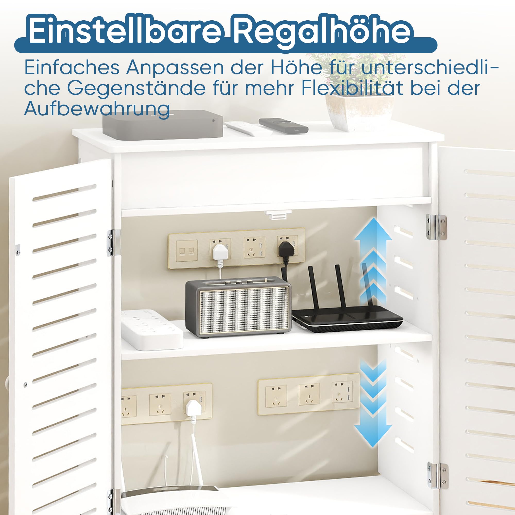 MYOYAY WLAN Router Aufbewahrungsschrank, Holz Platte Router Regalkastenschrank, Belüfteter Routerkasten, Modem Kabelmanagement Box, Router Abdeckung für Das Wohnzimmer Im Schlafzimmer Zu Hause