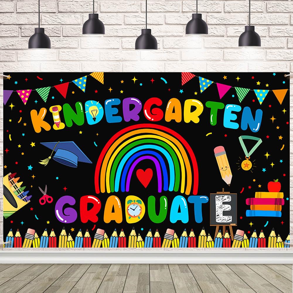 AIBIIN Kindergarten Graduate Banner, Large Kindergarten Graduation Backdrop, Preschool Graduation Decorations, Class of 2026 Last Day of Kindergarten