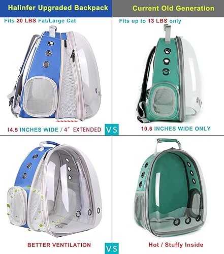 Miniatura 53 de Mochila grande con frontal expandible para gatos, apta para hasta 20 libras, mochila transportadora de mascotas tipo cápsula espacial para gatos