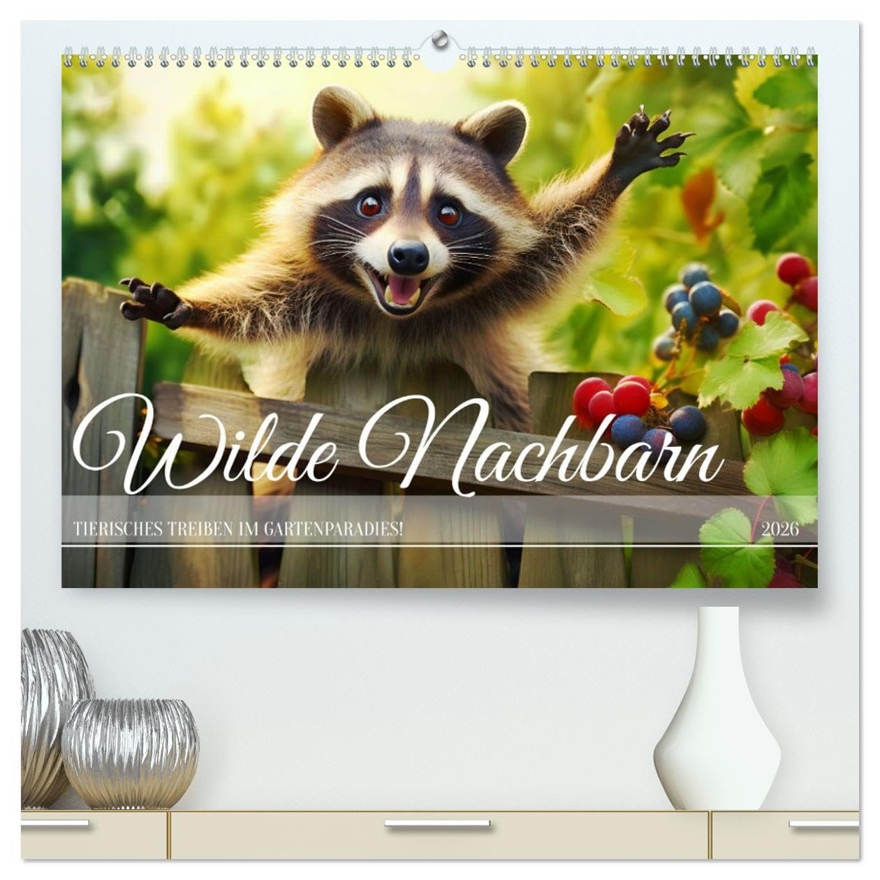 Wilde Nachbarn - Tierisches Treiben im Gartenparadies! (hochwertiger Premium Wandkalender 2026 DIN A2 quer), Kunstdruck in Hochglanz: Spaß im Grünen - Tiere auf Tour im Garten! (CALVENDO Tiere)