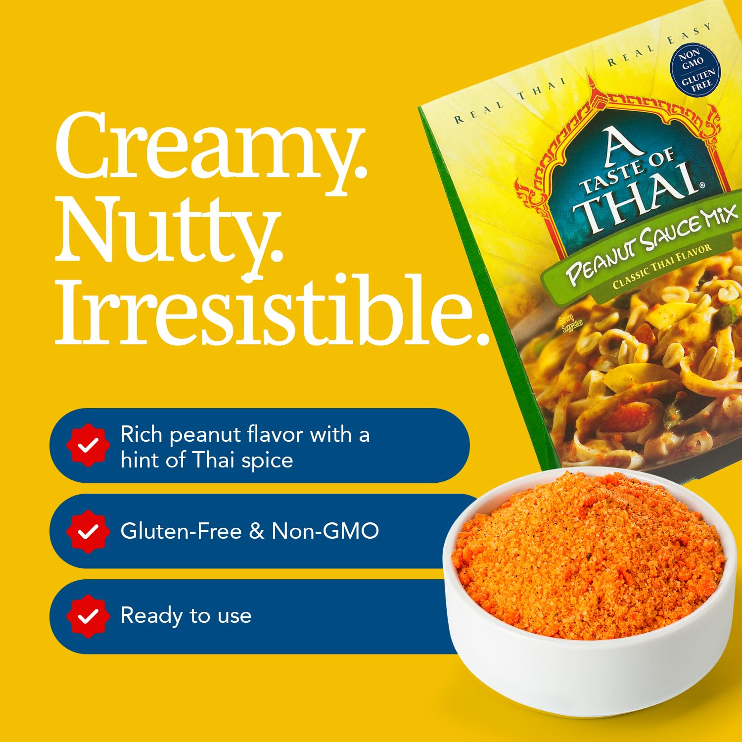 A Taste of Thai Peanut Sauce Mix Packets | Authentic Thai-Style Sauce with Ground Peanuts & Traditional Spices | Ready in Minutes | No Artificial Flavors | Non-GMO, Gluten-Free – 3.5 oz thumbnail 2
