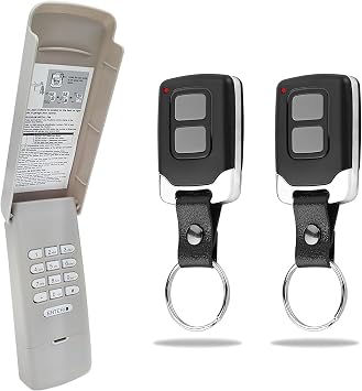 Garage Door Opener Keypad with 2 Remotes - Universal Replacement for LiftMaster Chamberlain Craftsman 877MAX 893MAX 893LM 971LM 371LM, Compatible with Purple Yellow Red Orange Green Learn Buttons