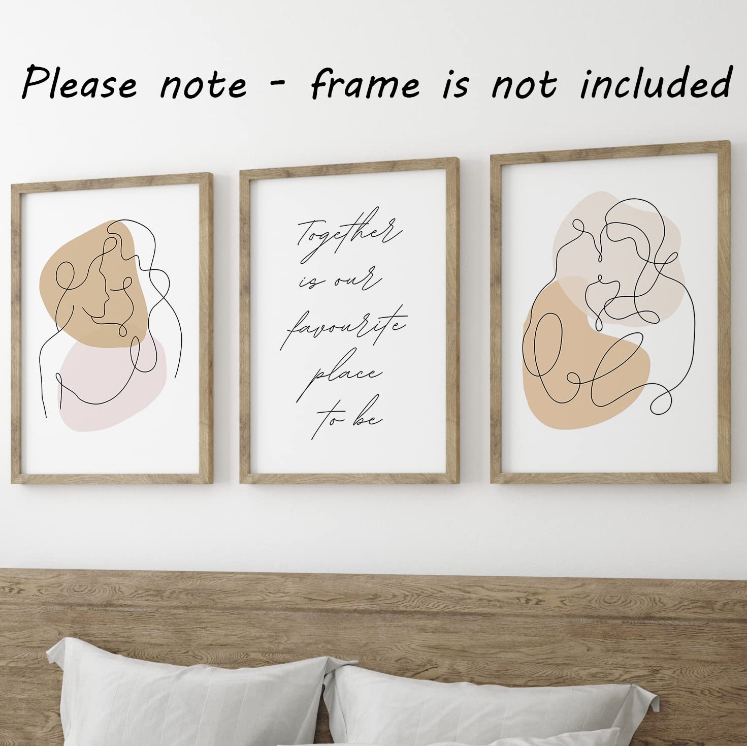 Eviepops Prints Together Is Our Favourite Place To Be Set of 3 Unframed Line Wall Art Print, Modern Abstract, Home Décor - Image 4