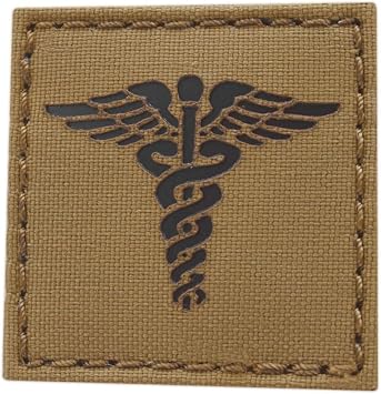 IR 2x2 Caduceus EMS Medic Paramedic EMT Nurse Doctor Tactical Fastener Patch Coyote Brown
