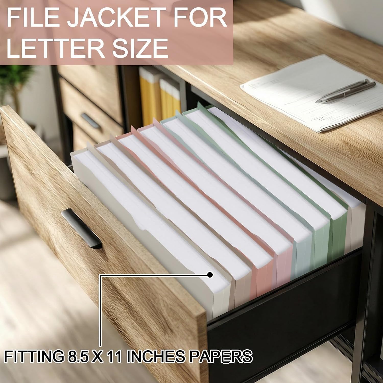 gisgfim 16 Pack Plastic File Jackets Letter Size, 1 inch Expanding File Pockets Reinforced Heavy Duty File Folder Jackets for Office, School Document Organizer (Morandi)